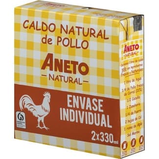 Caldo de pollo 100% natural sin gluten y sin lactosa pack 2 envase 330 ml - Aneto