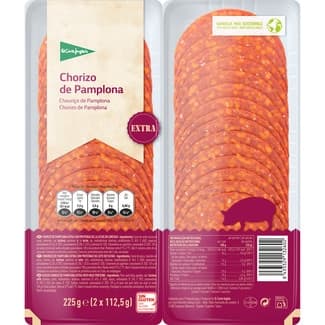 Chorizo de Pamplona extra en lonchas sin gluten pack 2 x 112,5 g envase 225 g - El Corte Ingles