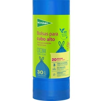 Bolsas de basura con autocierre azul 50x75cm 30 litros rollo 20 unidades - El Corte Ingles