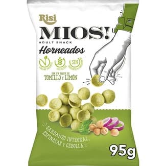 Chips de garbanzo, espinaca y cebolla con un toque de tomillo y limón Sin Gluten bolsa 95 g - Risi Mios!