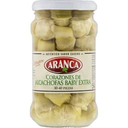 Corazones de alcachofa baby extra 20-30 piezas frasco 165 g neto escurrido - Aranca
