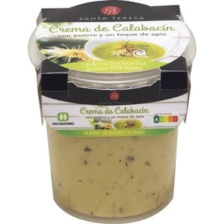 Crema de calabacín con puerro y un toque de apio con AOVE 2 raciones vaso 400 ml sin gluten sin lactosa - Santa Teresa
