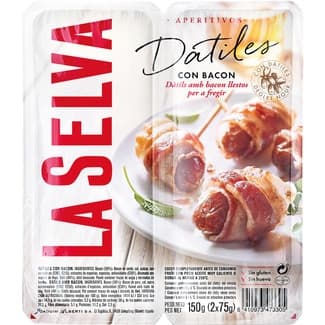 Dátiles con bacon sin gluten pack 2 x 75 g envase 150 g - La Selva