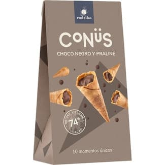 Cönus mini conos de barquillo rellenos de chocolate negro 74% estuche 70 g - Rodellas