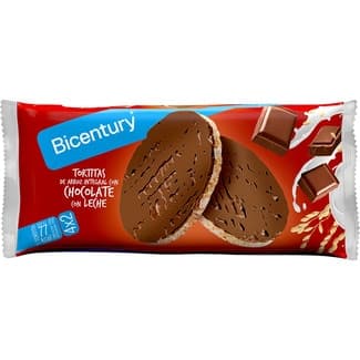 Tortitas de arroz integral con chocolate con leche packs 4x2 unidades envase 130 g - Bicentury