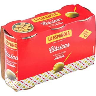 Aceitunas rellenas de anchoa Clásicas pack 3 latas 150 g neto escurrido - La Española