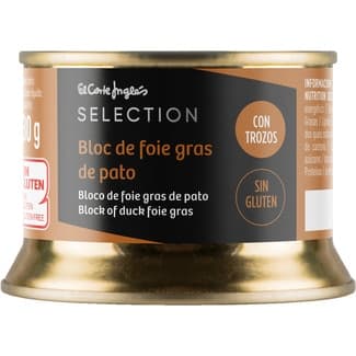 Bloc de foie gras de pato con trozos sin gluten lata 130 g - El Corte Ingles Selection