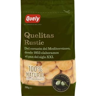 Quelitas Rustic galletas elaboradas con aceite de oliva 100% natural bolsa 200 g - Quely
