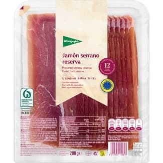 Jamón serrano Reserva ETG en lonchas envase 200 g curación mínima 12 meses - El Corte Ingles