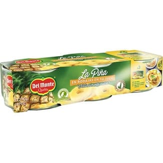 Piña en rodajas en su jugo pack 3 latas 140 g neto escurrido - Del Monte