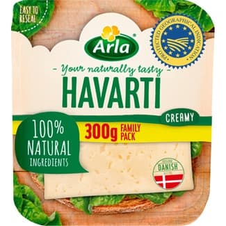 Queso danés havarti de vaca IGP en lonchas envase 300 g elaborado con leche pasteurizada - Arla