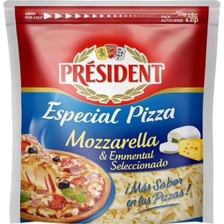Queso francés rallado mezcla de mozzarella y emmental especial pizza bolsa 150 g elaborado con leche pasteurizada - President