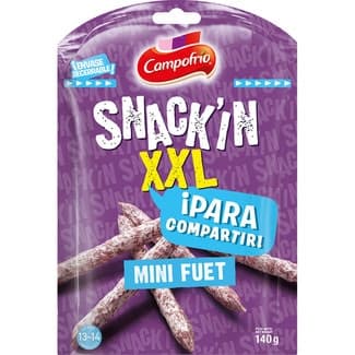 Snack´in XXL mini sticks de fuet para picar sin gluten envase 140 g - Campofrio
