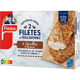 Filetes de abadejo de Alaska empanadas con quinoa y semillas 2 unidades estuche 250 g - Findus