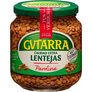 Lentejas pardina cocidas sin lactosa frasco 400 g neto escurrido - Gvtarra