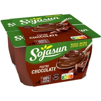 Postre vegetal de soja con chocolate sin gluten sin lactosa pack 4 unidades 100 g - Sojasun