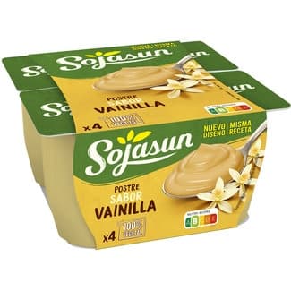 Postre vegetal de soja sabor vainilla sin gluten sin lactosa pack 4 unidades 100 g - Sojasun