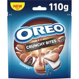 Crunchy bites dipped galletas de chocolate rellenas de crema bañadas de chocolate paquete 110 g - Oreo