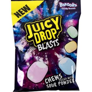 Juicy Drops Blast caramelos masticables surtidos rellenos de ácido bolsa 120 g - Miguelañez