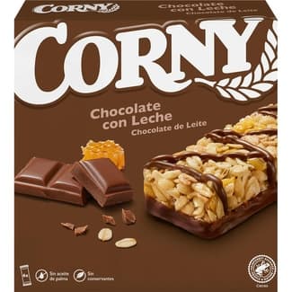 Barritas de cereales con chocolate con leche y sin aceite de palma 6 unidades estuche 150 g - Corny