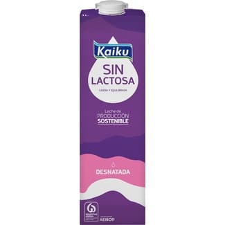 Leche desnatada sin lactosa enriquecida en vitaminas A, D, E y ácido fólico brik 1 l - Kaiku