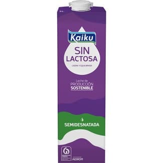 Leche semidesnatada sin lactosa enriquecida en vitaminas A, D, E y ácido fólico brik 1 l - Kaiku