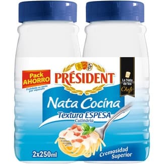Nata líquida espesa para cocinar Pack Ahorro 2 botellas 250 ml - President