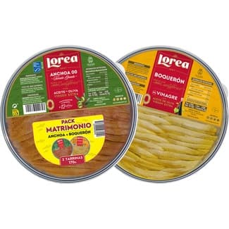 Anchoas 00 en aceite de oliva virgen extra + boquerones al vinagre pack 2 tarrinas 125 g neto escurrido - Lorea