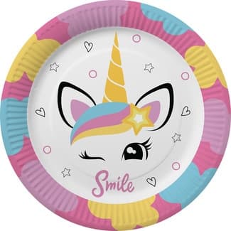 Plato decorativo Unicornio 18 cm paquete 8 unidades - Gabbiano