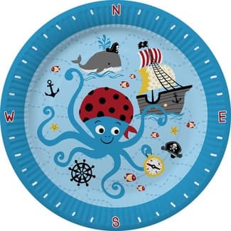 Plato decorativo Pirates World 23 cm paquete 8 unidades - Gabbiano