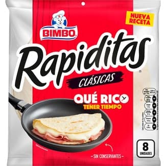 Rapiditas clásicas tortillas de trigo 8 unidades envase 168 g - Bimbo