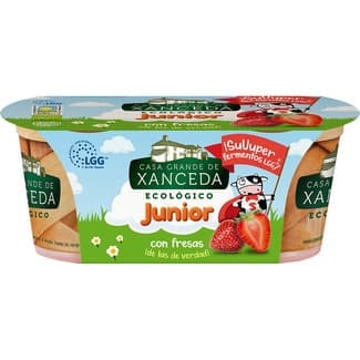 Junior yogur con fresas sin gluten ecológico pack 2 unidades 125 g - Casa Grande De Xanceda