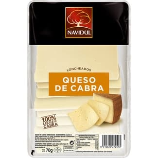Queso de cabra semicurado elaborado con leche pasteurizada en lonchas envase 70 g - Navidul