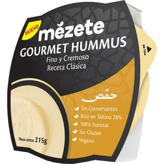 Hummus gourmet fino y cremoso sin gluten bol 215 g - Mezete