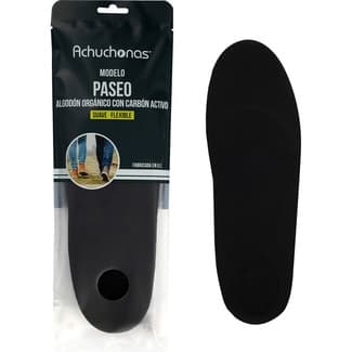 Plantillas Paseo algodón orgánico con carbón activo suave - flexible talla 39/40/41 bolsa 1 unidad - Achuchonas