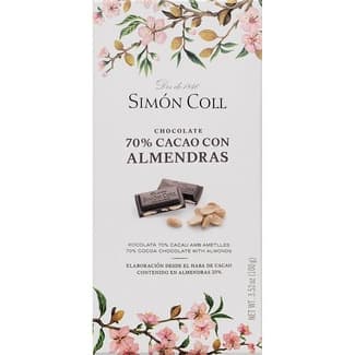 Chocolate 70% cacao con almendras tableta 100 g - Simon Coll