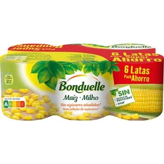 Maíz dulce en grano pack 6 latas 140 g neto escurrido - Bonduelle