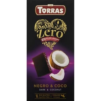 Zero chocolate negro fondant con coco 0% azúcares añadiidos sin gluten tableta 125 g - Torras