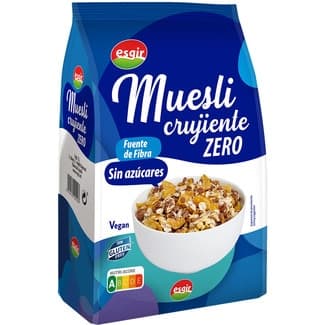 Muesli crujiente Zero sin gluten y sin azúcares bolsa 350 g - Esgir