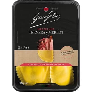 Pasta fresca mezzelune relleno de ternera y merlot 2 raciones envase 230 g - Garofalo