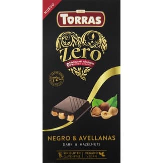 Zero chocolate negro 72% cacao con avellanas sin gluten tableta 150 g - Torras