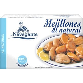 Mejillones al natural 13-18 piezas lata 69 g neto escurrido - Navegante