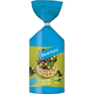 Tortitas de maíz sabor olivas y cebollino sin gluten bolsa 123,5 g - Bicentury