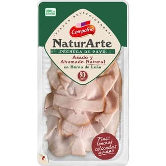 NaturArte pechuga de pavo asado y ahumado natural en horno de leña envase 90 g sin gluten sin lactosa - Campofrio