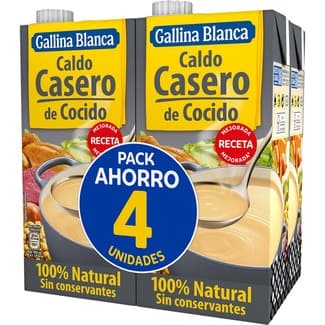 Caldo de cocido casero 100% natural pack 4 envase 1 l - Gallina Blanca