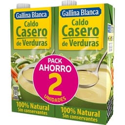Caldo de verduras casero 100% natural sin gluten pack 2 envase 1 l - Gallina Blanca