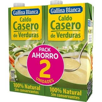 Caldo de verduras casero 100% natural sin gluten pack 2 envase 1 l - Gallina Blanca