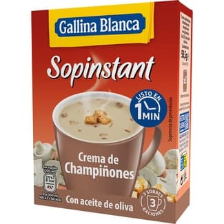 Sopinstant crema de champiñones con picatostes pack 3 sobre 57 g - Gallina Blanca