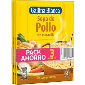 Sopa de pollo y maravilla pack 3 sobre 80 g - Gallina Blanca