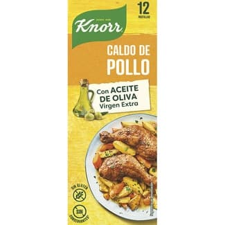 Caldo de pollo sin gluten con un toque de aceite de oliva virgen extra 12 pastillas estuche 120 g - Knorr